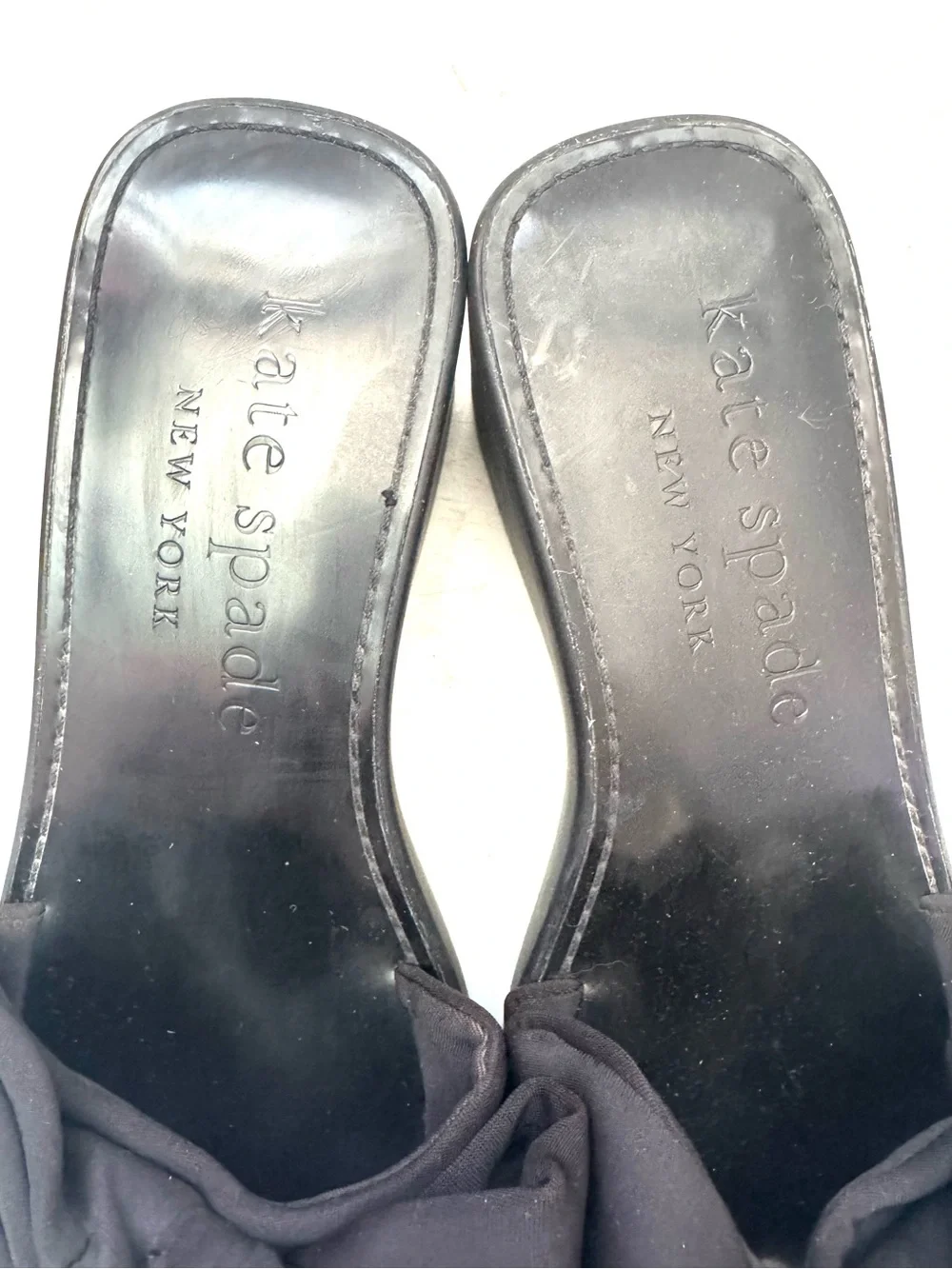 Kate Spade Black Bikini Wedge Bow Sandals Size 9.5